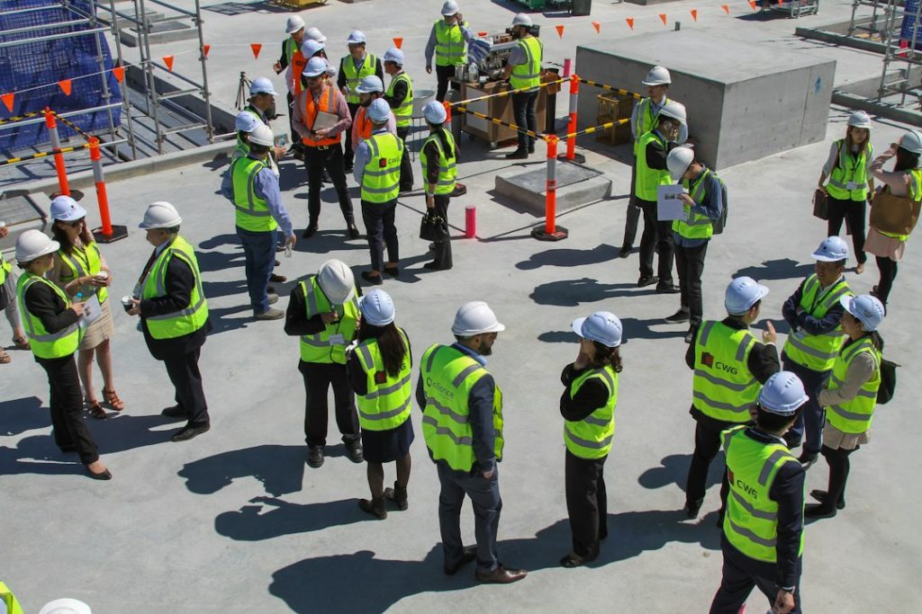 Construction workers in a training environment